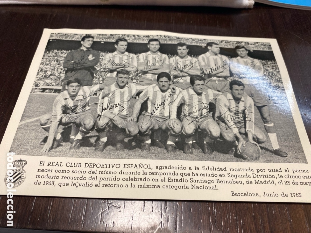 Coleccionismo deportivo: Targeta plantilla rcd.Espa&ntilde;ol 1963 - Foto 1