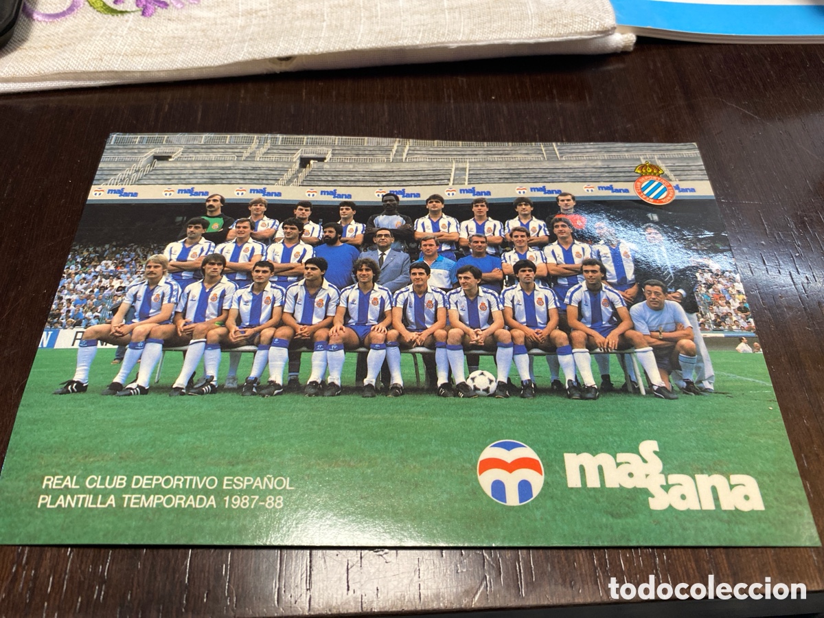 Coleccionismo deportivo: Targeta plantilla rcd espa&ntilde;ol 1987/88 - Foto 1