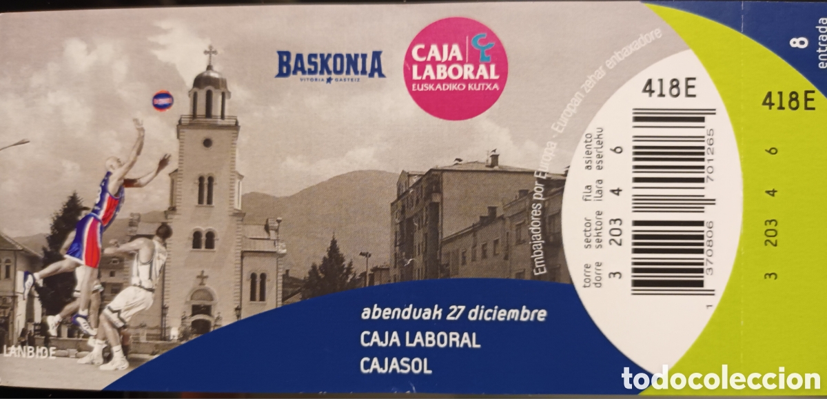 Coleccionismo deportivo: ENTRADA BASKONIA VS CAJASOL - Foto 1