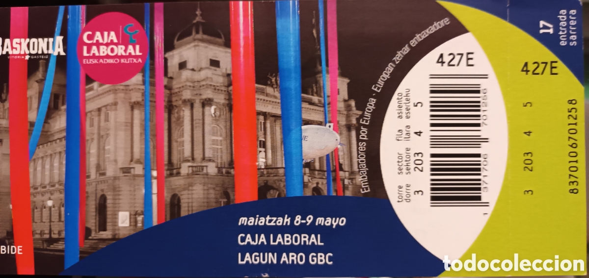Coleccionismo deportivo: ENTRADA BASKONIA VS LAGUN ARO GBC - Foto 1