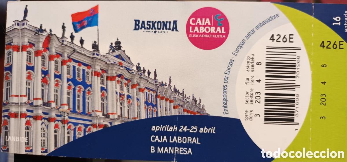 Coleccionismo deportivo: ENTRADA BASKONIA VS B. MANRESA - Foto 1