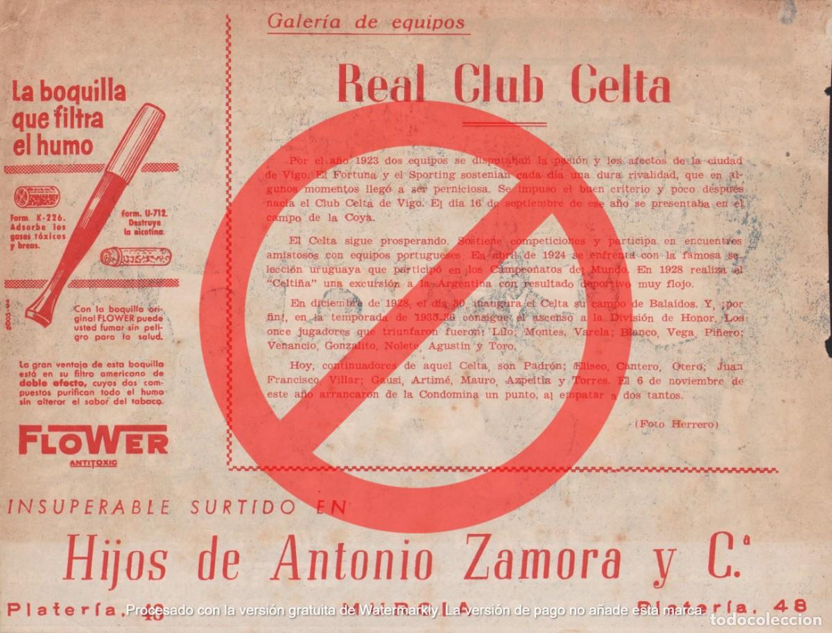 Coleccionismo deportivo: L&Aacute;MINA P&Oacute;STER CELTA DE VIGO 1955/56 LA VERDAD - Foto 2