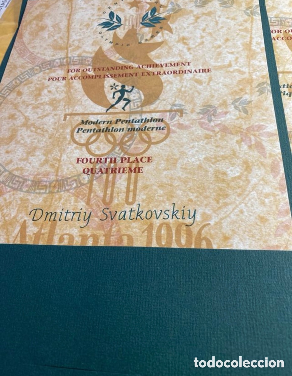 Coleccionismo deportivo: Diploma ol&iacute;mpico original de Atlanta 1996 - Foto 1