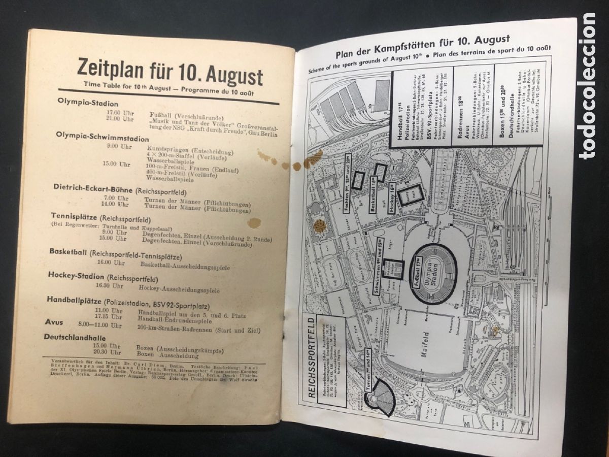 Coleccionismo deportivo: PROGRAMA OFICIAL XI OLIMPIADA DE BERLIN 1936 DIA 9 AGOSTO 1936 - Foto 6