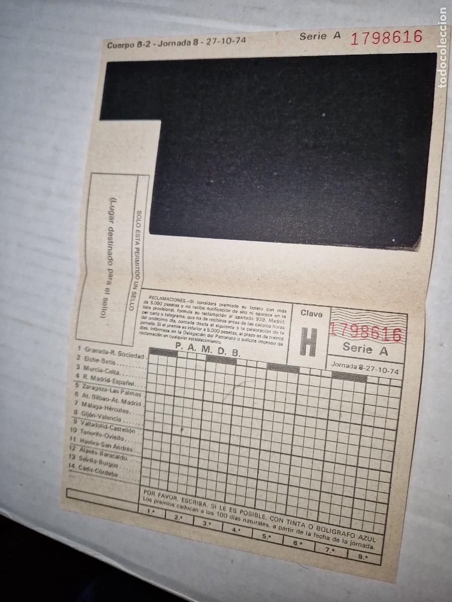 Coleccionismo deportivo: boleto quiniela 1974 - Foto 1