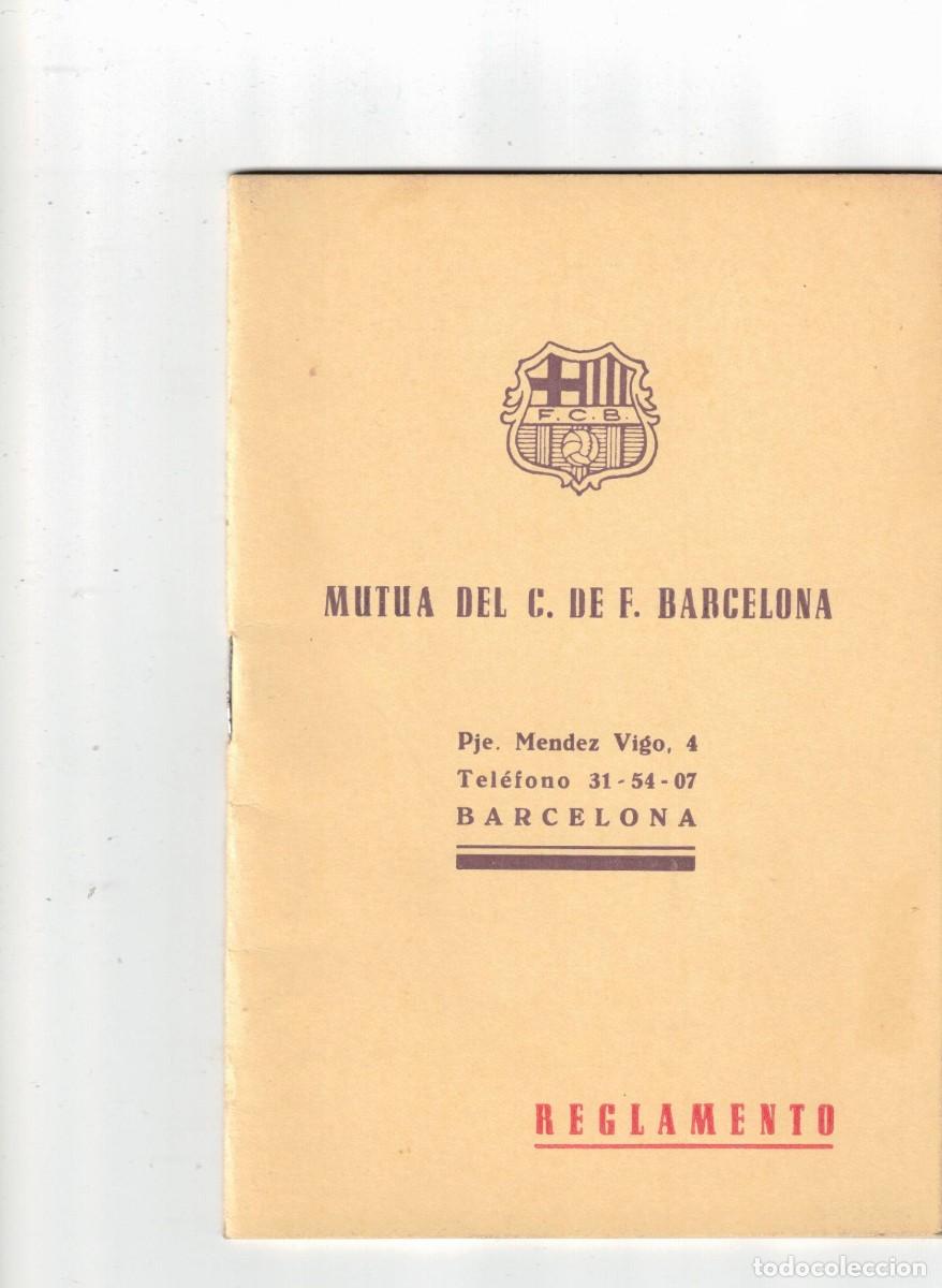 Coleccionismo deportivo: MUTUA DEL F.C. BARCELONA. REGLAMENTO - Foto 1