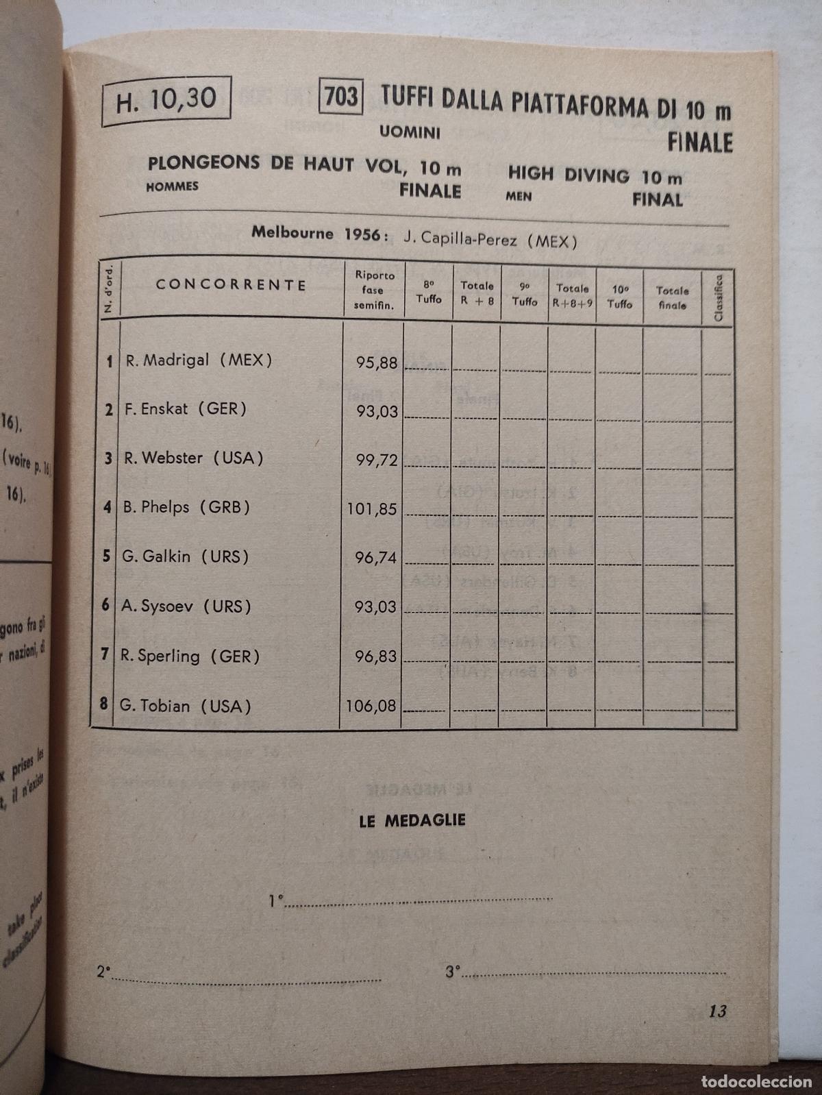 Coleccionismo deportivo: GIOCHI DELLA XVII OLIMPIADE ROMA MCMLX - PROGRAMMA UFFICIALE - 36 PROGRAMAS - JUEGOS OLIMPICOS 1960 - Foto 34