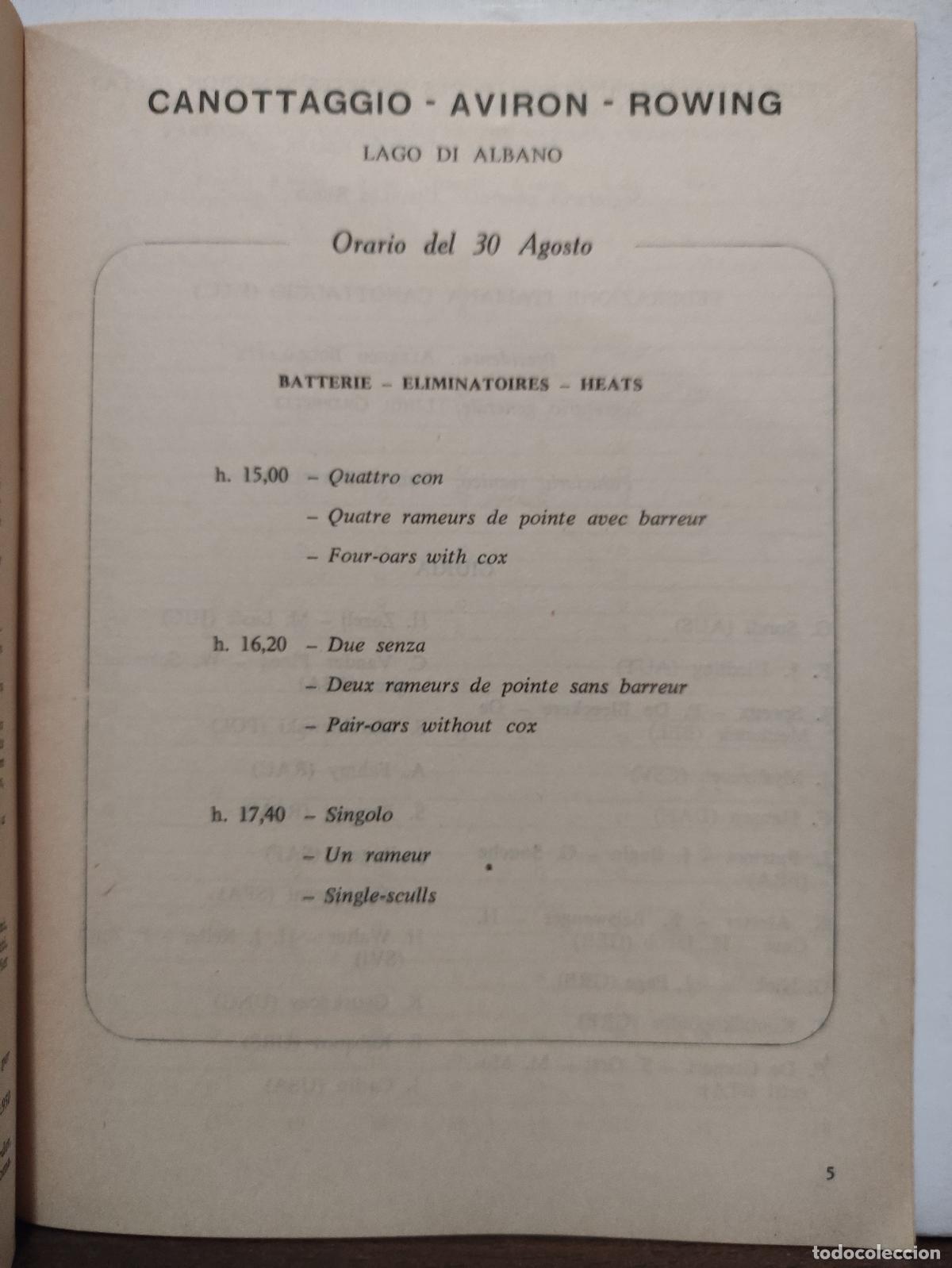 Coleccionismo deportivo: GIOCHI DELLA XVII OLIMPIADE ROMA MCMLX - PROGRAMMA UFFICIALE - 36 PROGRAMAS - JUEGOS OLIMPICOS 1960 - Foto 35