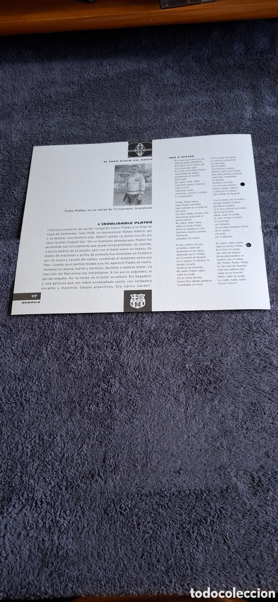 Coleccionismo deportivo: L8. Linoblidable Platko - Ficha Del Gran &Aacute;lbum Del Bar&ccedil;a, N&uacute;m.117. - Foto 2