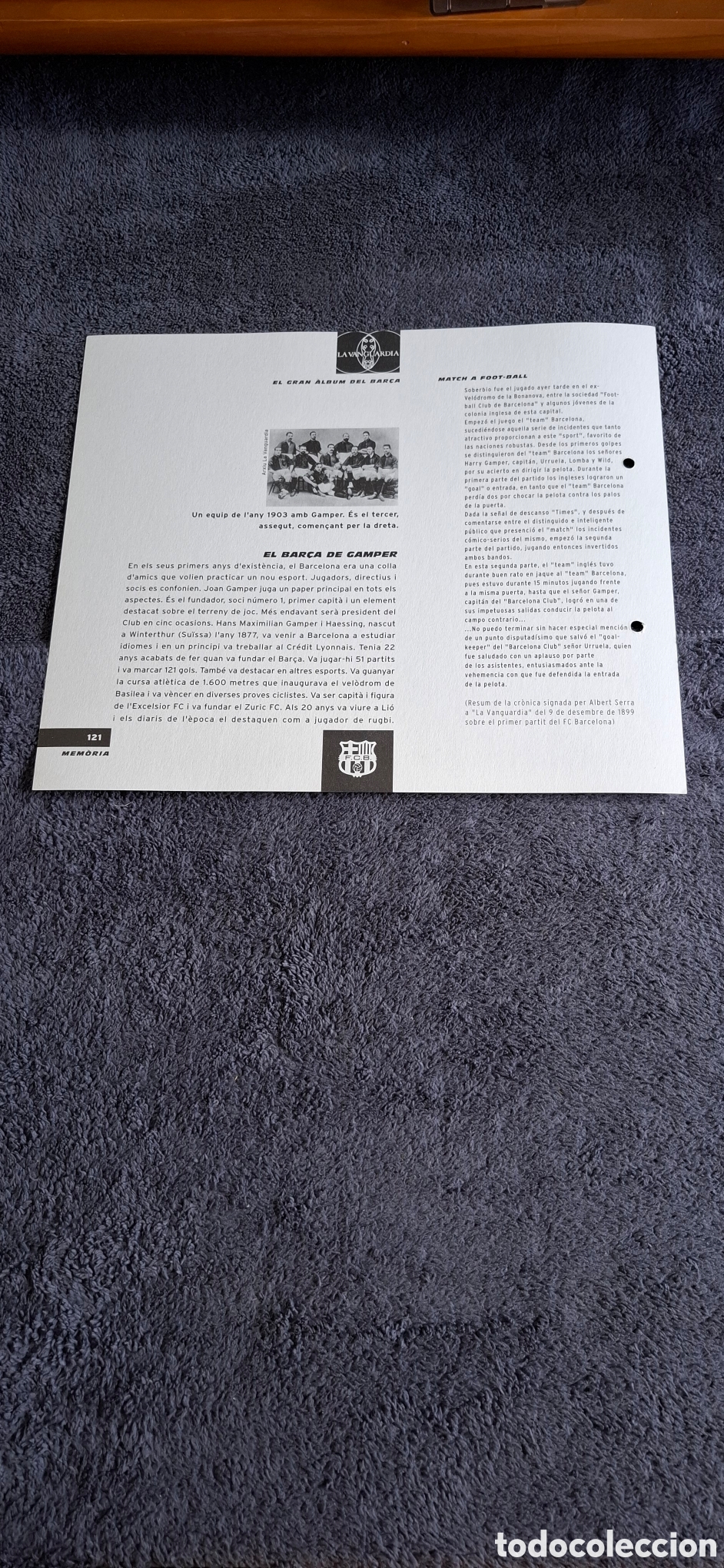 Coleccionismo deportivo: L8. El Bar&ccedil;a De Gamper - Ficha Del Gran &Aacute;lbum Del Bar&ccedil;a, N&uacute;m.121. - Foto 2
