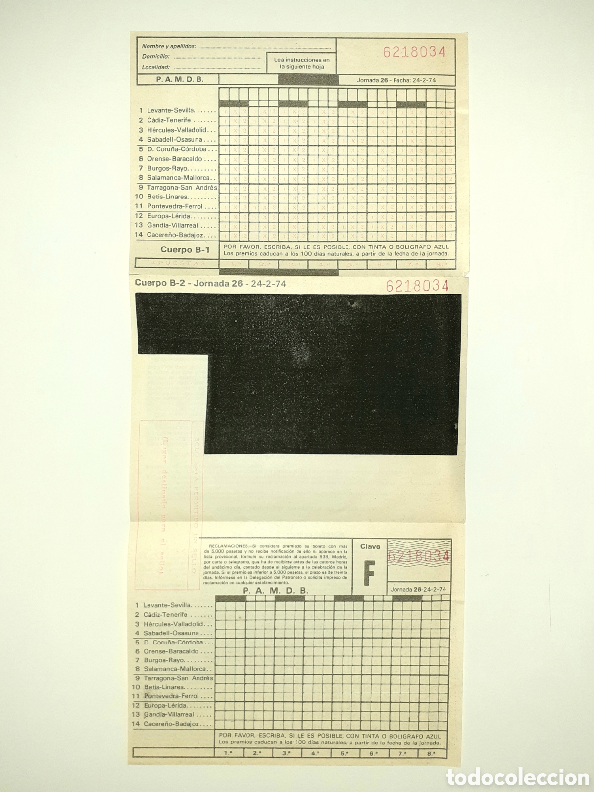 Coleccionismo deportivo: Quiniela jornada 26 de 24-2-1974 - Foto 7