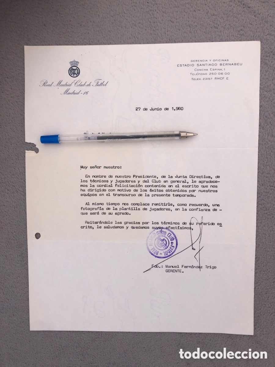 Coleccionismo deportivo: Documento Real Madrid CF - Foto 1