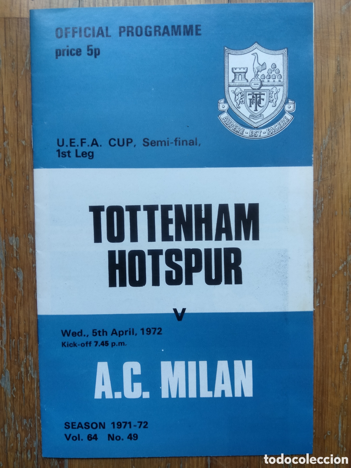 Coleccionismo deportivo: UEFA, 1971. Programa oficial, semifinal - Foto 1