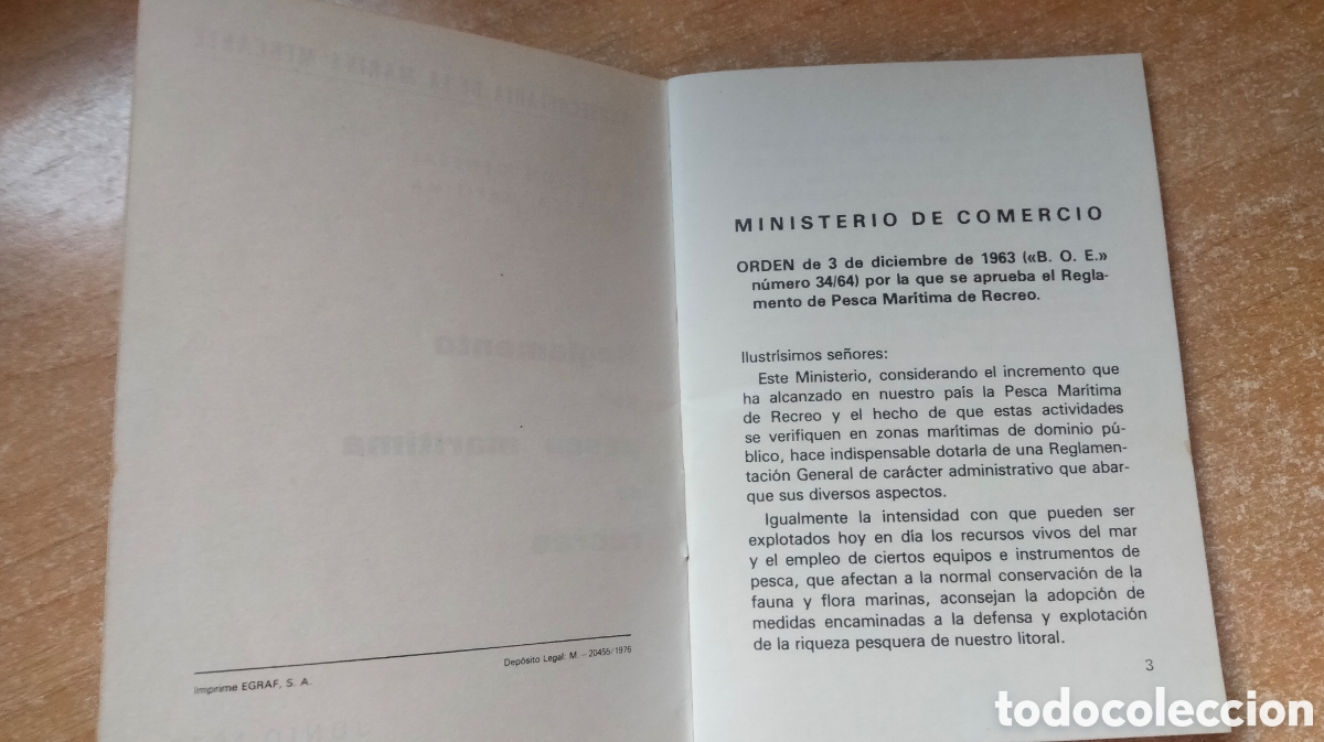 Coleccionismo deportivo: Reglamento de Pesca Mar&iacute;tima de Recreo - A&ntilde;o 1977 - Foto 3