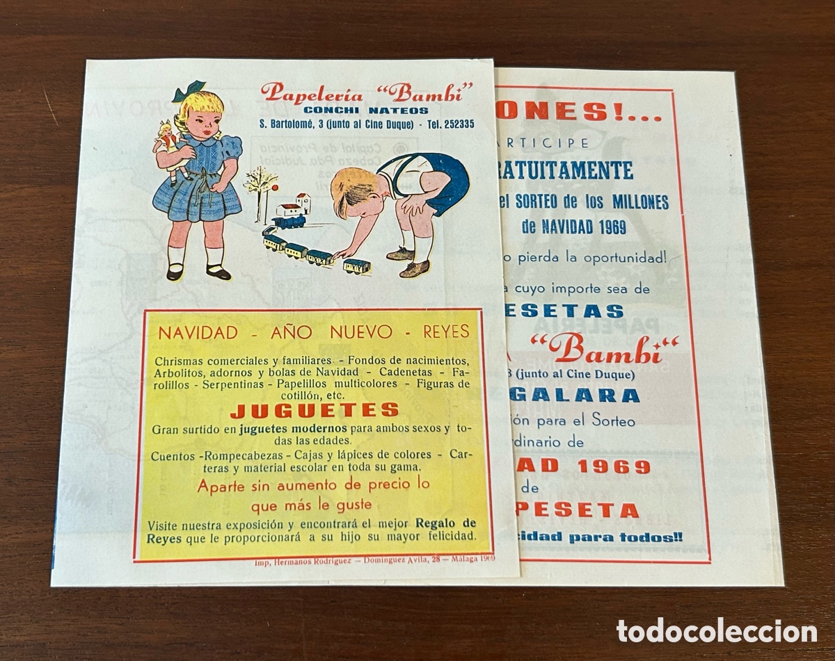 Coleccionismo deportivo: PAPELER&Iacute;A BAMBI. JUGUETES. MAPA M&Aacute;LAGA. 1969. CALENDARIO F&Uacute;TBOL 2a. DIVISI&Oacute;N 1969-1970. PUBLICIDAD