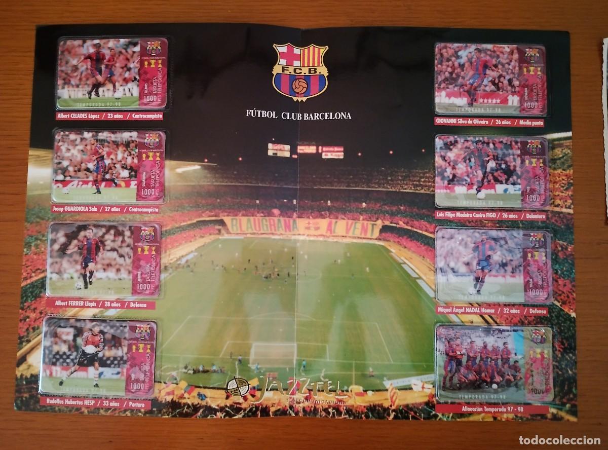 Coleccionismo deportivo: 8 TARJETAS TELEFONO JAZTEL BAR&Ccedil;A - Foto 2
