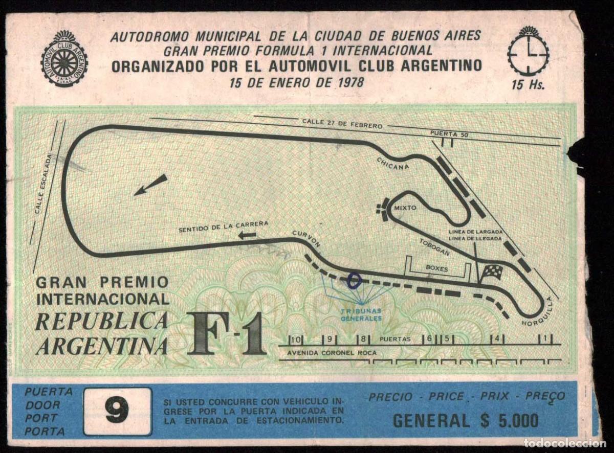 Coleccionismo deportivo: Entrada original Gran Premio de F&oacute;rmula Uno Argentina 1978 - Foto 1