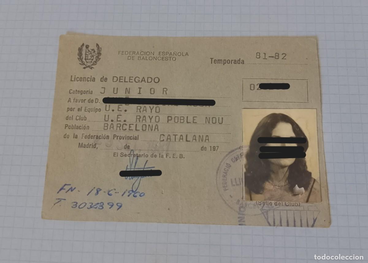 Coleccionismo deportivo: Licencia de delegado de equipo de Baloncesto - Foto 1