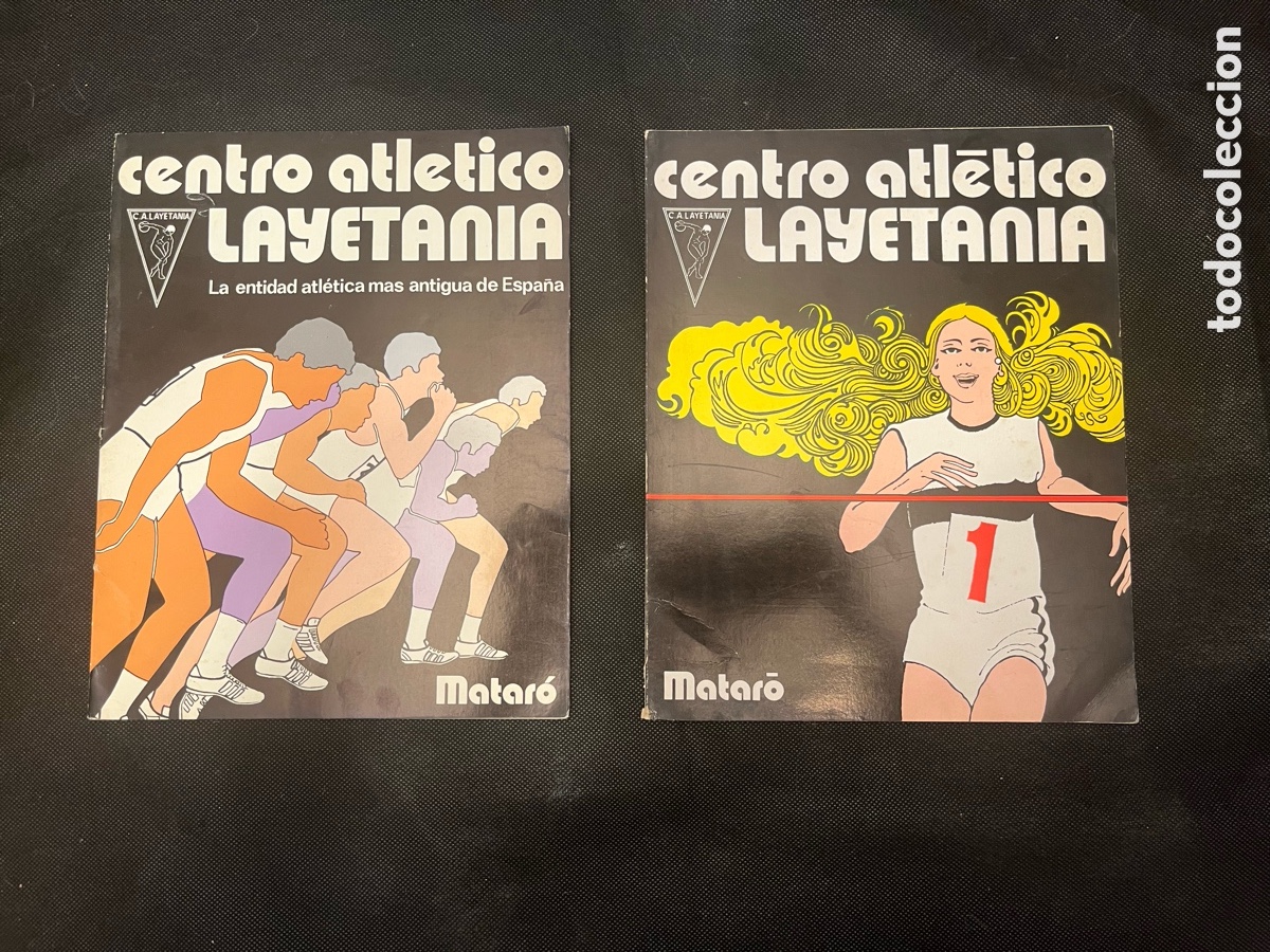 Coleccionismo deportivo: Centro Atl&eacute;tico Layetania &ndash; 2 programas antiguos ilustrados (Matar&oacute;) - Foto 1