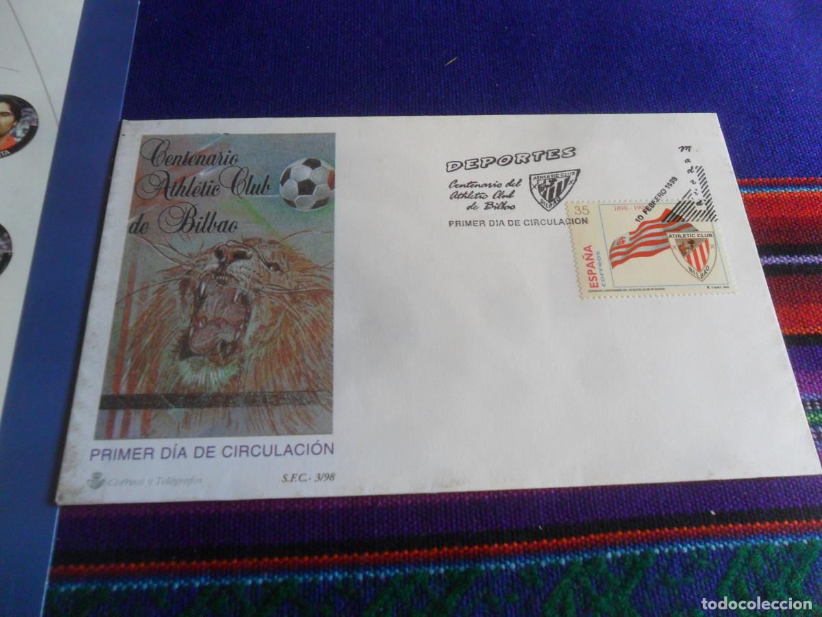 Coleccionismo deportivo: SOBRE PRIMER D&Iacute;A DE CIRCULACI&Oacute;N CENTENARIO ATHLETIC BILBAO 1998 E INTERGOL 2000 INTERVI&Uacute; COMPLETO. - Foto 2