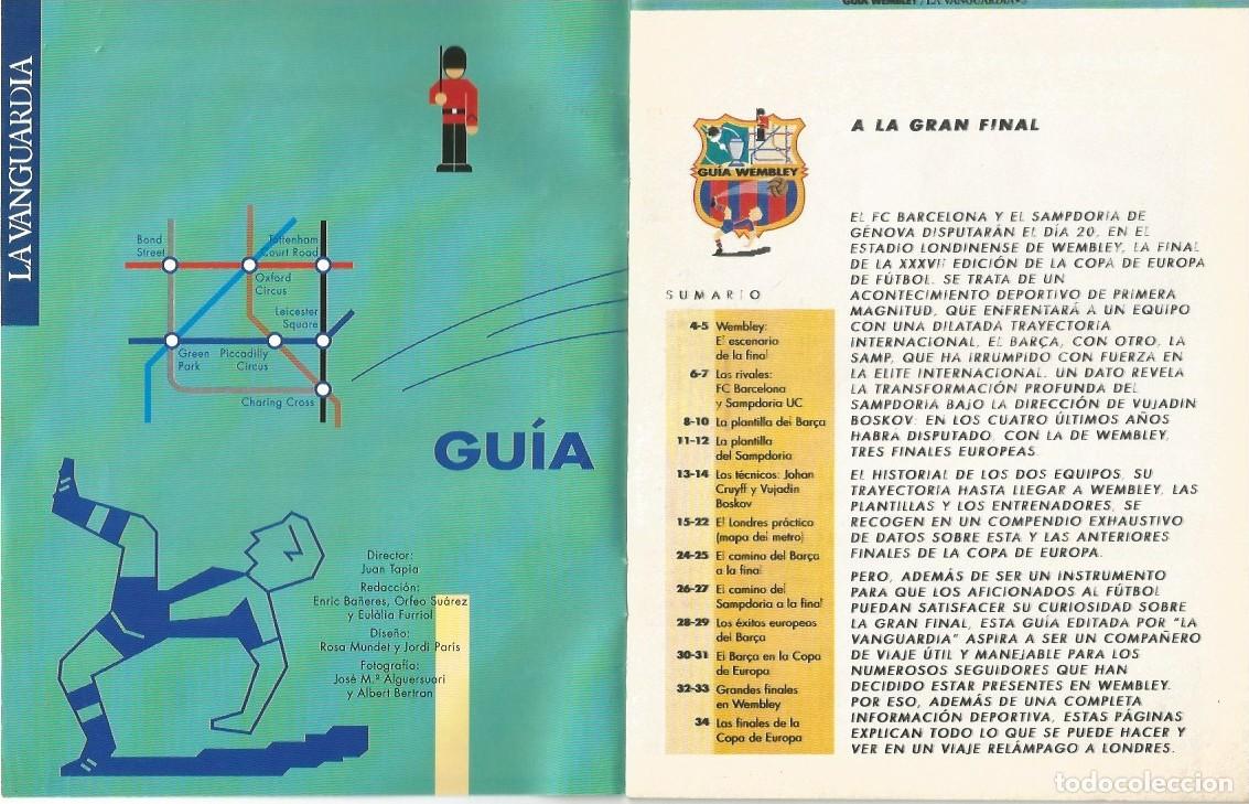 Coleccionismo deportivo: GUIA DE WEMBLEY 1992 TODO SOBRE LA GRAN FINAL - LA VANGUARDIA - Foto 2