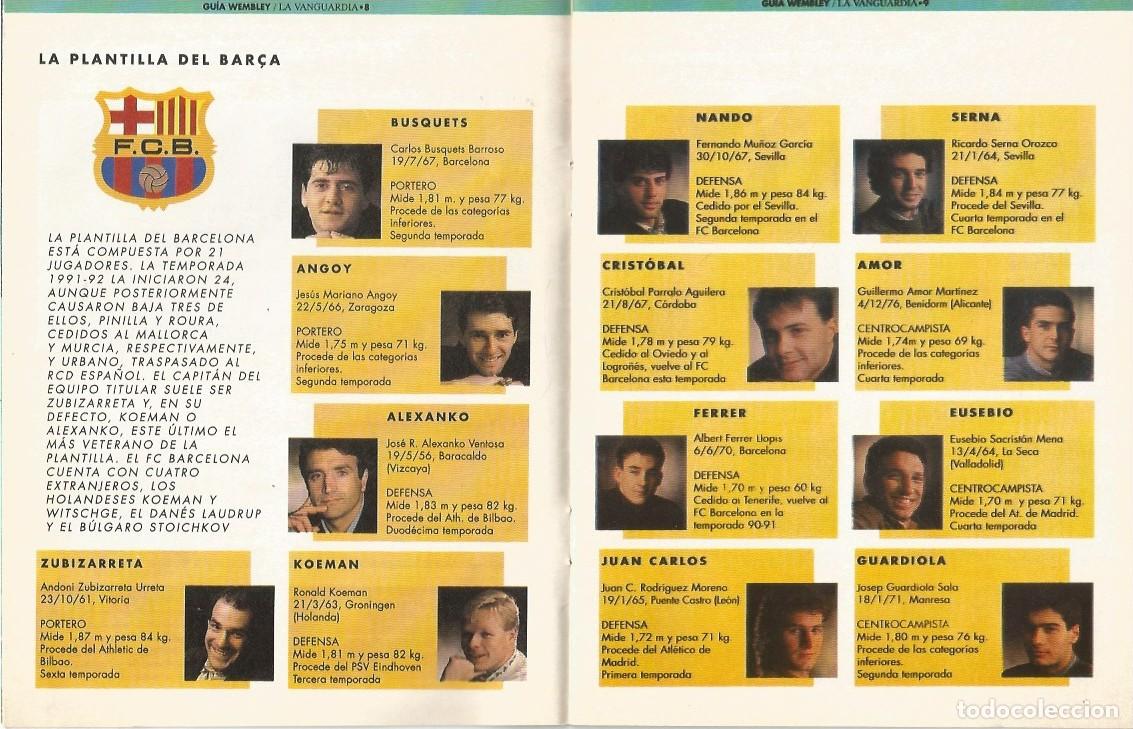 Coleccionismo deportivo: GUIA DE WEMBLEY 1992 TODO SOBRE LA GRAN FINAL - LA VANGUARDIA - Foto 5