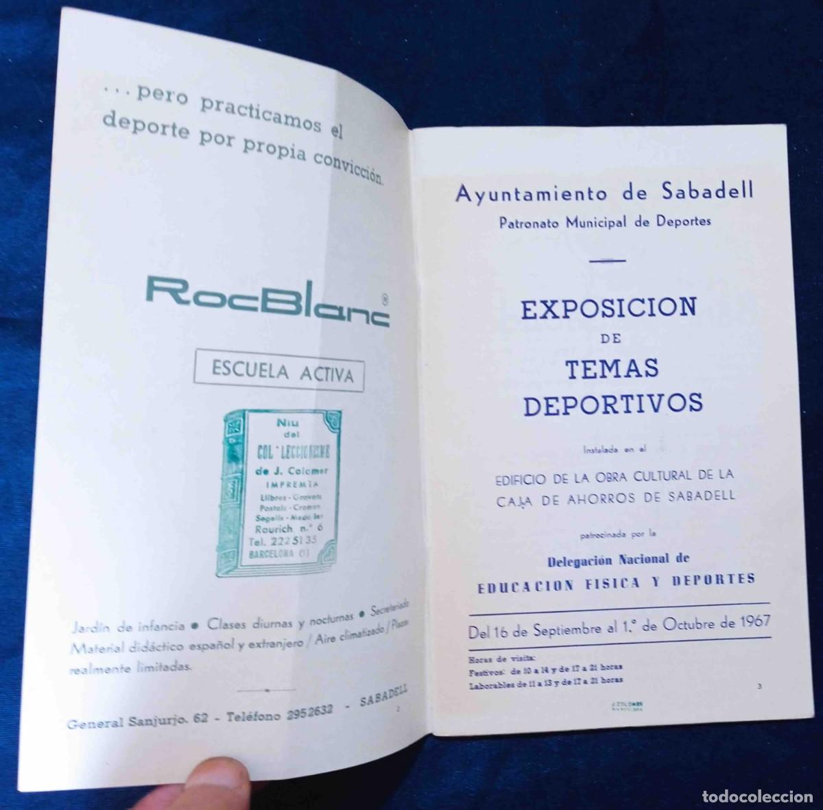 Coleccionismo deportivo: EXPOSICI&Oacute;N DE TEMAS DEPORTIVOS. SABADELL, 1967. - Foto 2