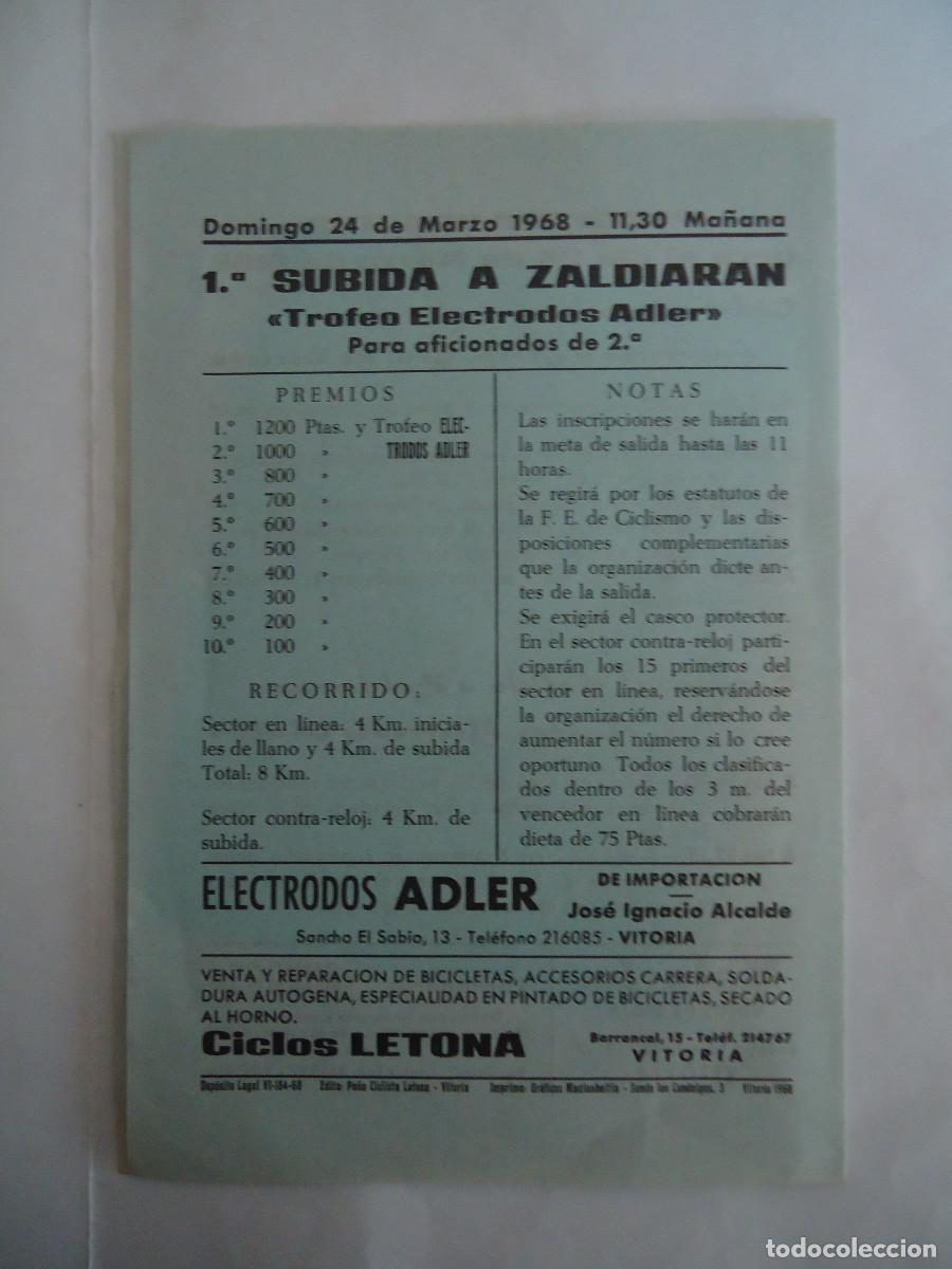 Coleccionismo deportivo: PROGRAMA DE LA PE&Ntilde;A CICLISTA LETONA DE VITORIA. INAUGARACION DE LA TEMPORADA 1968. PP -11 - Foto 3