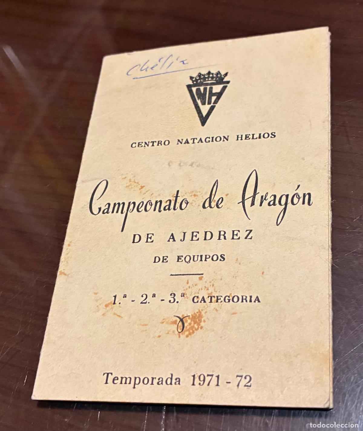 Coleccionismo deportivo: CAMPEONATO DE ARAGON DE AJEDREZ POR EQUIPOS, Triptico - Foto 1