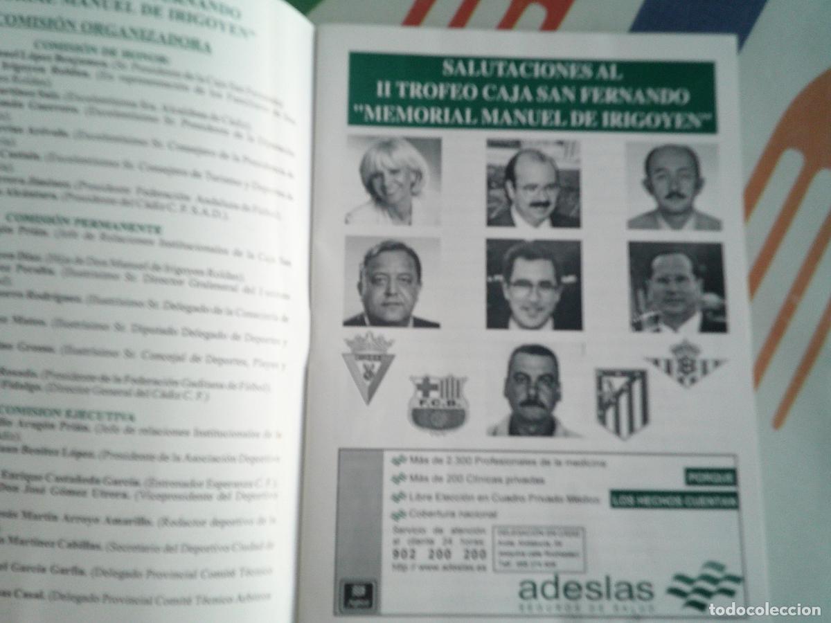 Coleccionismo deportivo: TROFEO CAJA SAN FERNANDO , MEMORIAL MANUEL DE IRIGOYEN PROGRAMA 1999/2000 - Foto 3