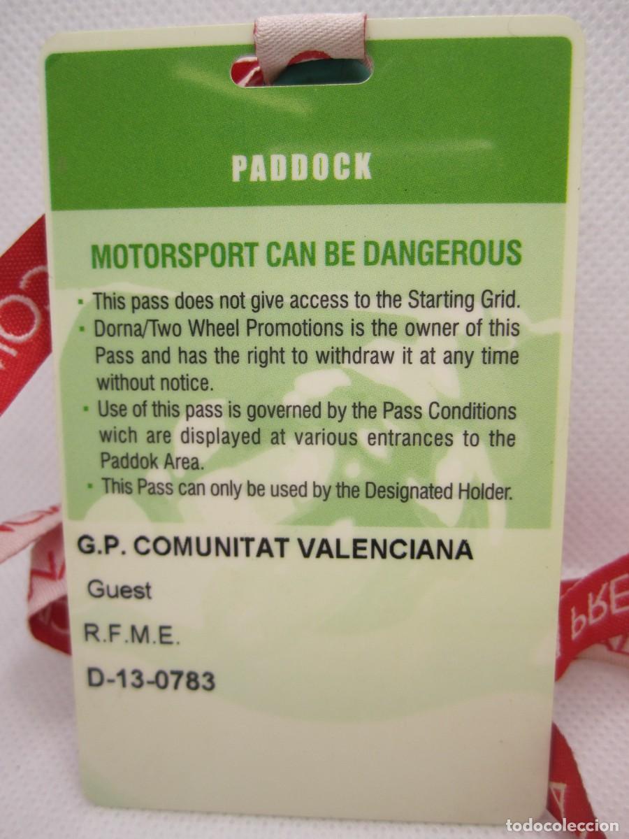 Coleccionismo deportivo: pase vip paddock g.p.comunitat valenciana 2000 motogp - Foto 5