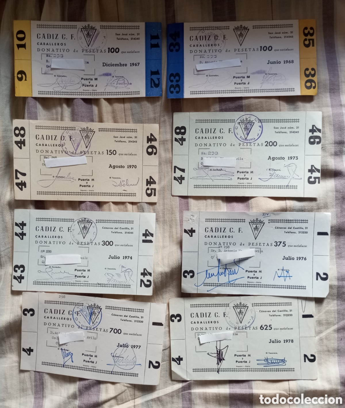 Coleccionismo deportivo: 8 entradas donativos desde 1967 a 1978 - Foto 1