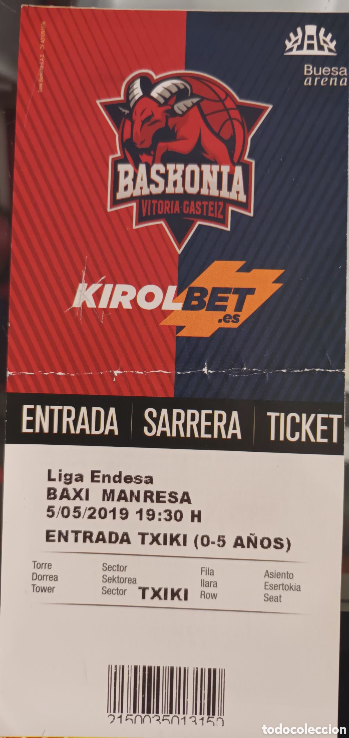 Coleccionismo deportivo: ENTRADA BASKONIA VS BAXI MANRESA - Foto 1