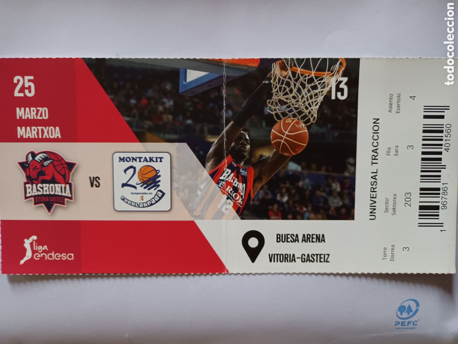 Coleccionismo deportivo: ENTRADA BASKONIA VS MONTAKIT FUENLABRADA - Foto 1