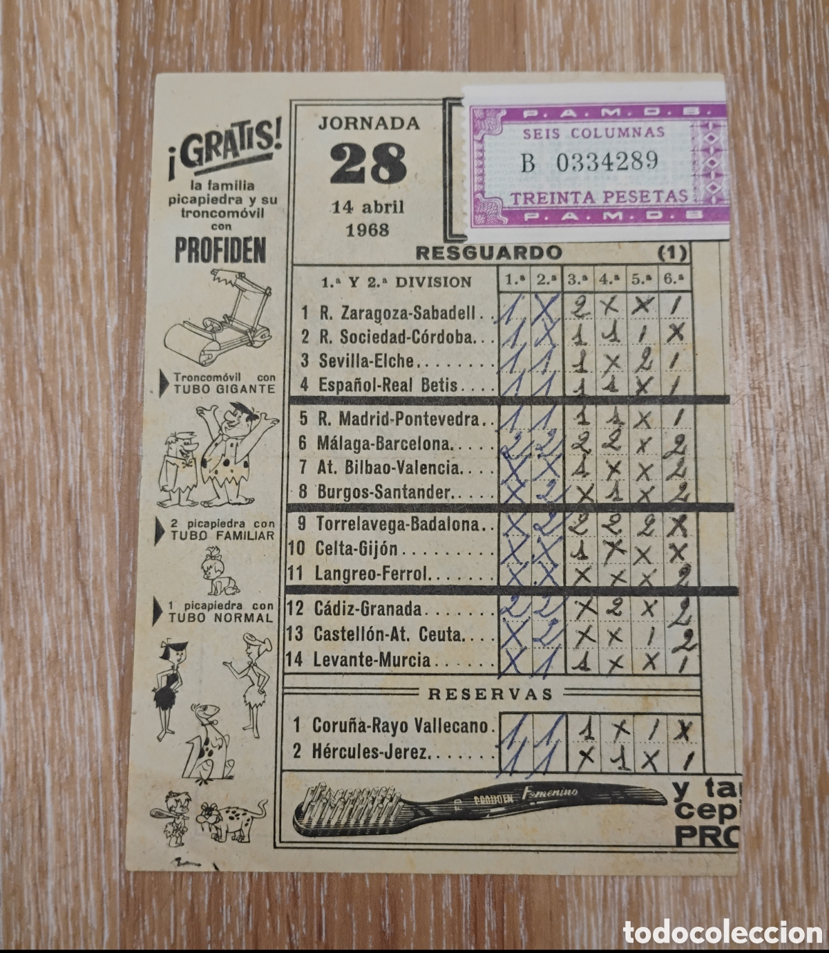 Coleccionismo deportivo: Quiniela de f&uacute;tbol a&ntilde;o 1968 - Foto 1