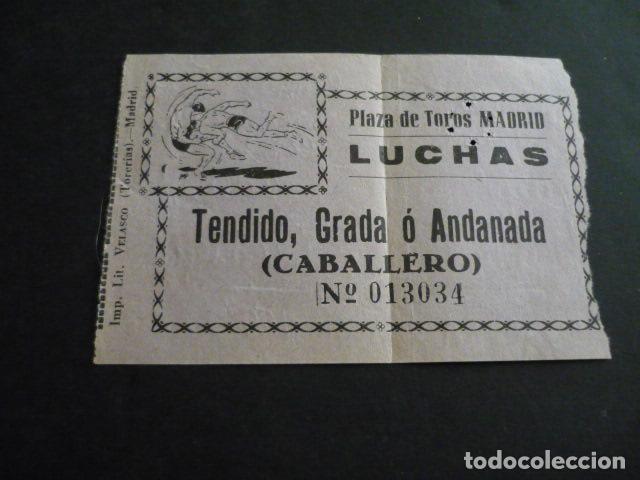 Coleccionismo deportivo: ENTRADA PLAZA DE TOROS DE MADRID LUCHAS - Foto 1