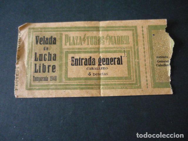 Coleccionismo deportivo: ENTRADA LUCHA LIBRE PLAZA DE TOROS MADRID 1948 - Foto 1