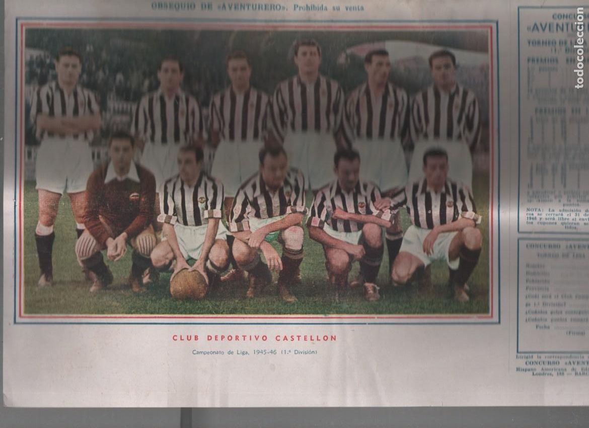 Coleccionismo deportivo: CLUB DEPORTIVO CASTELLON. CAMPEONATA LIGA 1945-46. 1&ordf; DIVISION. OBSEQUIO DE AVENTURERO