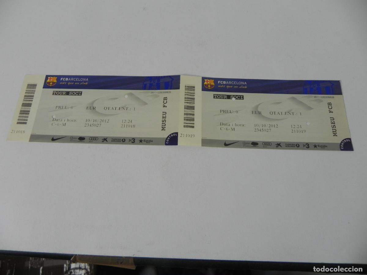 Coleccionismo deportivo: Lote 2 Entradas Museo FC Barcelona (2012) - Camp Nou Tour - Reverso con Reglamento
