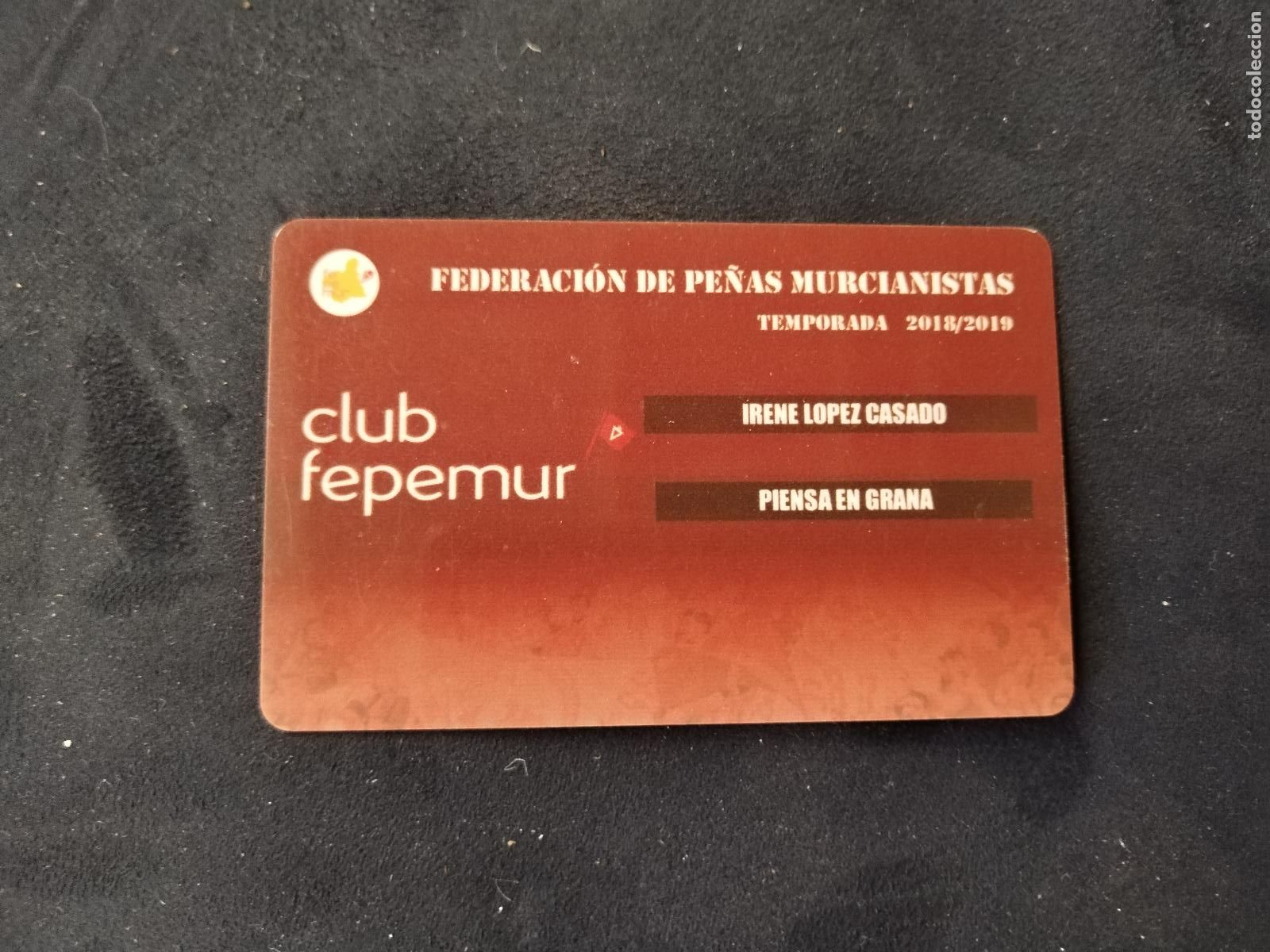 Coleccionismo deportivo: tarjeta real murcia, federacion de pe&ntilde;as murcianistas - c189