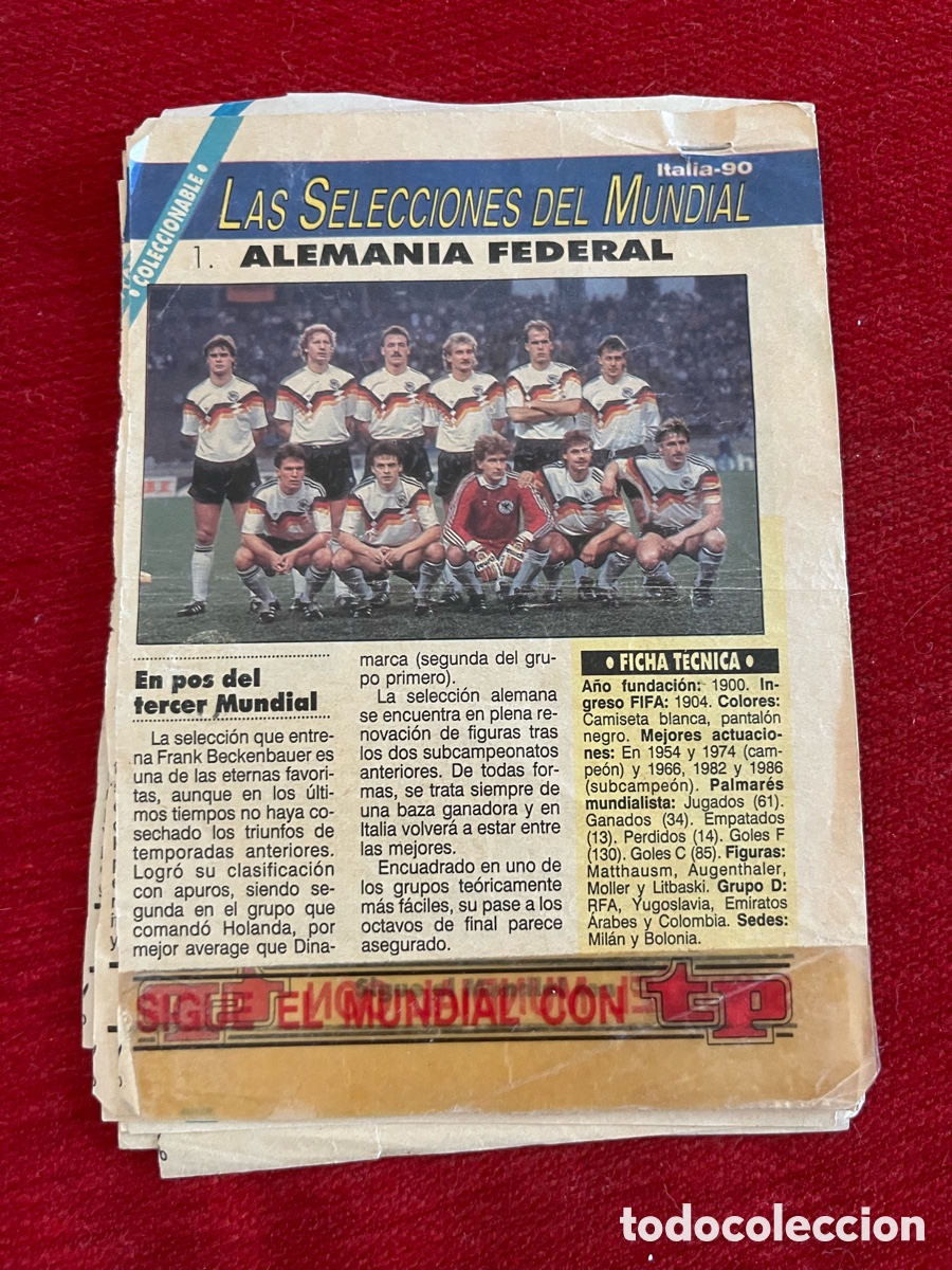 Coleccionismo deportivo: R31853 COLECCIONABLE COMPLETO DE LAS 24 SELECCIONES DEL MUNDIAL ITALIA 90 1990 TP ESPA&Ntilde;A ARGENTINA