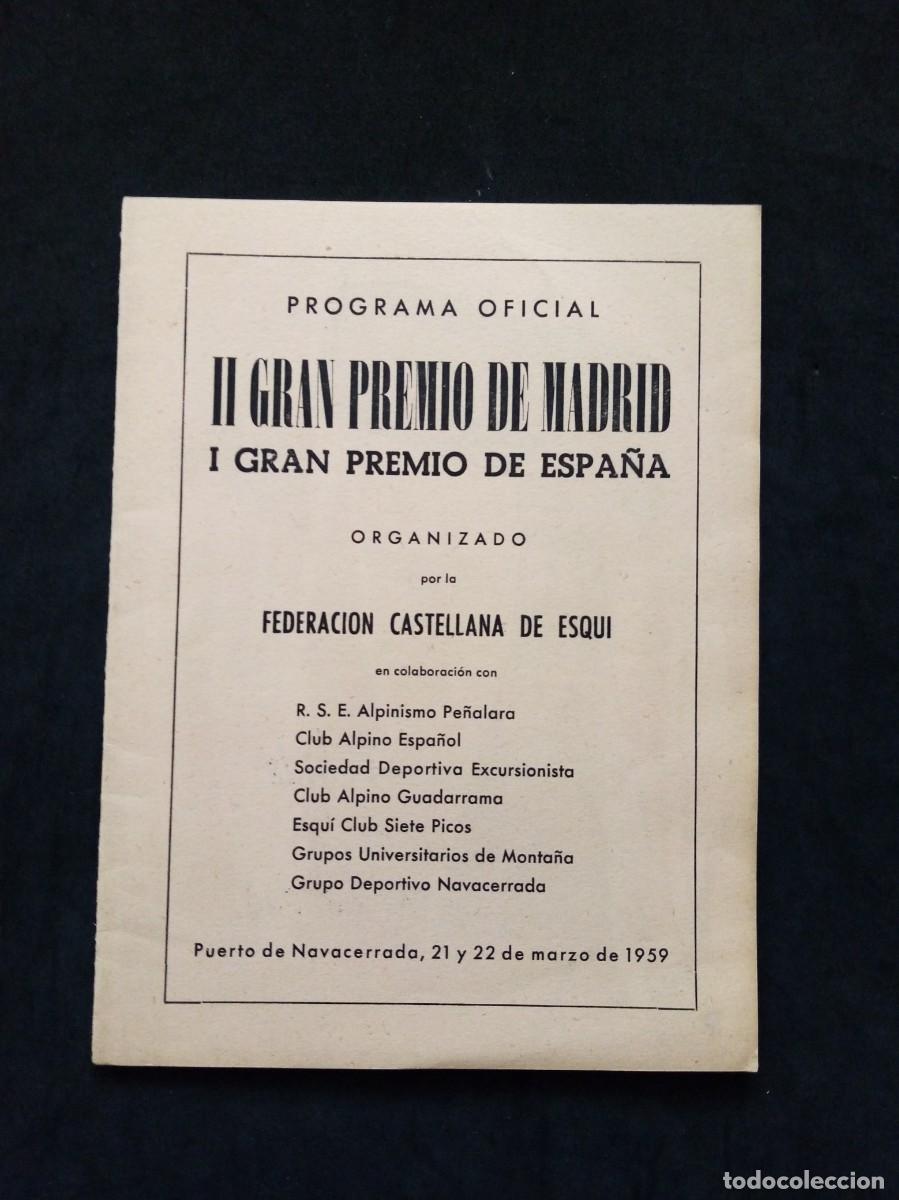 Coleccionismo deportivo: PROGRAMA OFICIAL: II GRAN PREMIO DE MADRID Y I GRAN PREMIO DE ESPA&Ntilde;A. FEDERACI&Oacute;N CASTELLANA DE ESQU&Iacute;