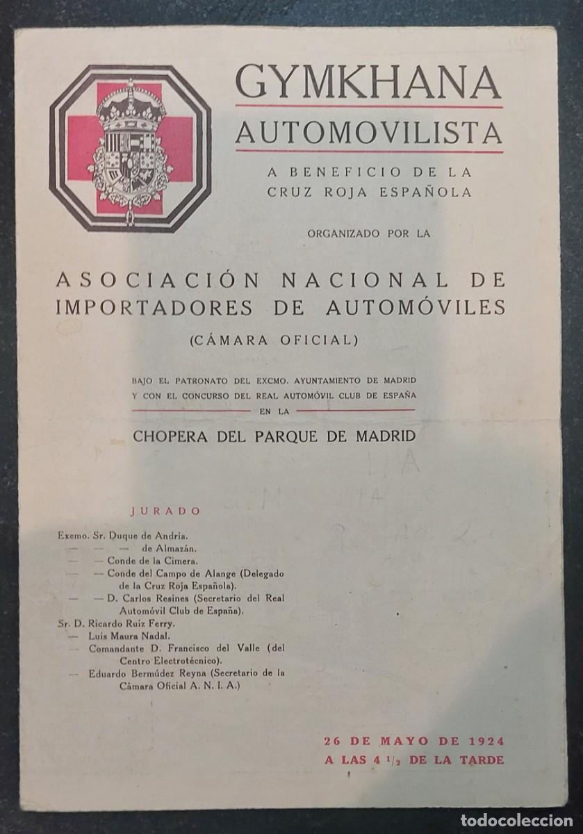 Coleccionismo deportivo: GYMKANA AUTOMOVILISTA. ( en la Chopera del Retiro en Madrid ). A&Ntilde;O 1924