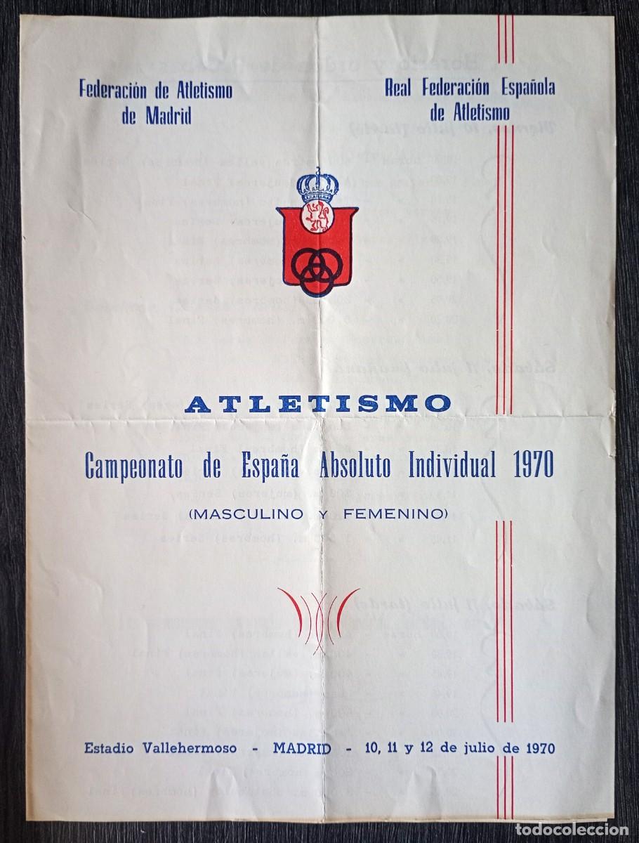 Coleccionismo deportivo: Programa Atletismo Campeonato de Espa&ntilde;a Absoluto Individual 1970