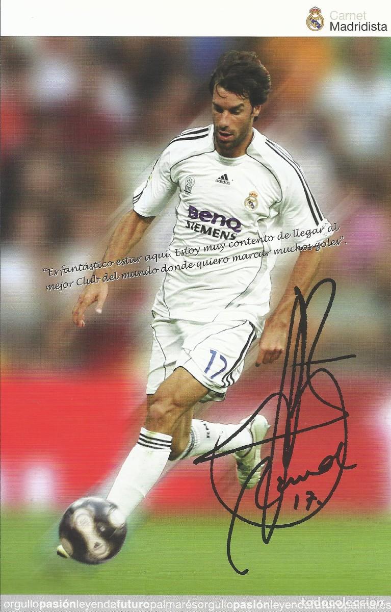 Coleccionismo deportivo: Ruud Van Nistelrooy. Real Madrid. Carnet Madridista. En papel. 2006. Firma impresa. 24x15,5 cm.