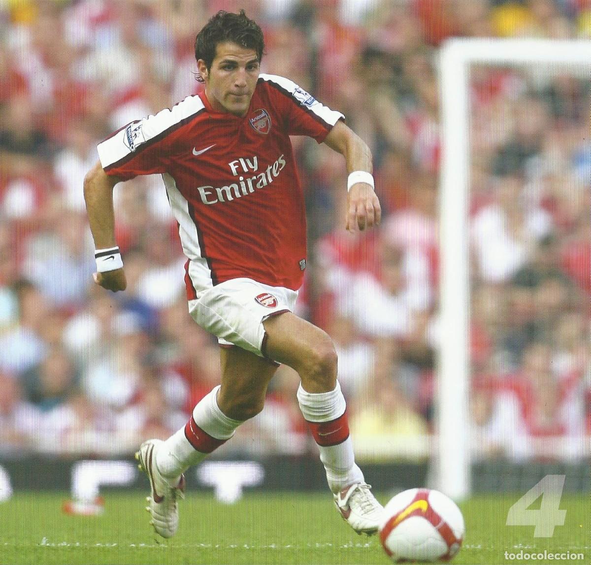 Coleccionismo deportivo: Cesc F&aacute;bregas. Arsenal. En papel. Official Player Card 2008-2009. Firma impresa. 20x21 cm.