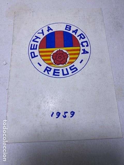 Coleccionismo deportivo: Bar&ccedil;a. Penya Bar&ccedil;a Reus. 1959. Triptico con programa de actos de inaguracion - Foto 1