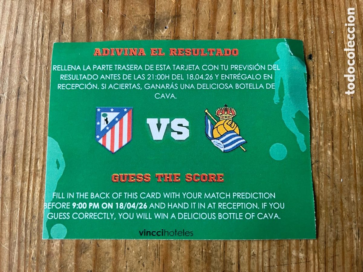 Coleccionismo deportivo: R31867 DOCUMENTO PORRA RESULTADO FINAL COPA DEL REY 2026 REAL SOCIEDAD ATLETICO MADRID