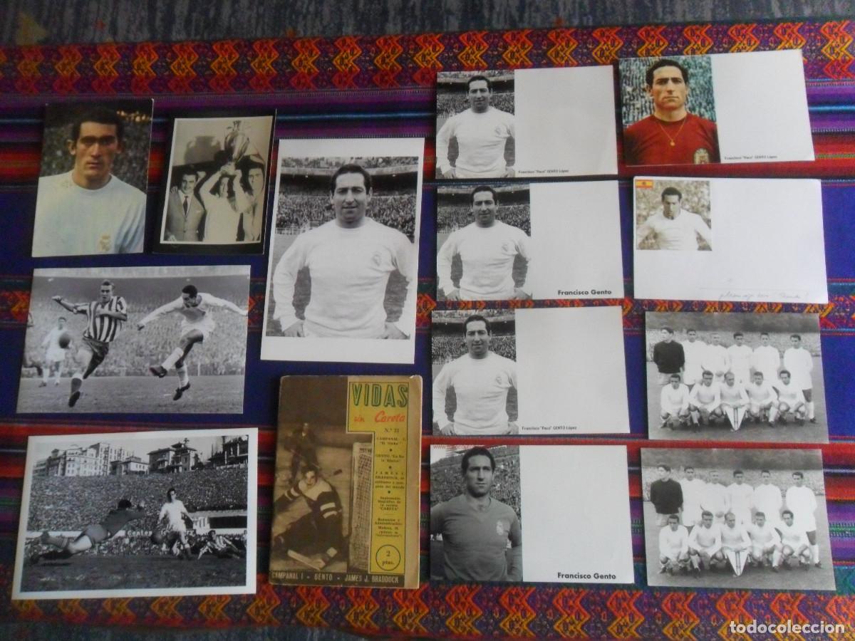 Coleccionismo deportivo: 12 FOTO FRANCISCO PACO GENTO REAL MADRID ALINEACI&Oacute;N VIDAS SIN CARETA 21. REGALO POSTAL PIRRI 115