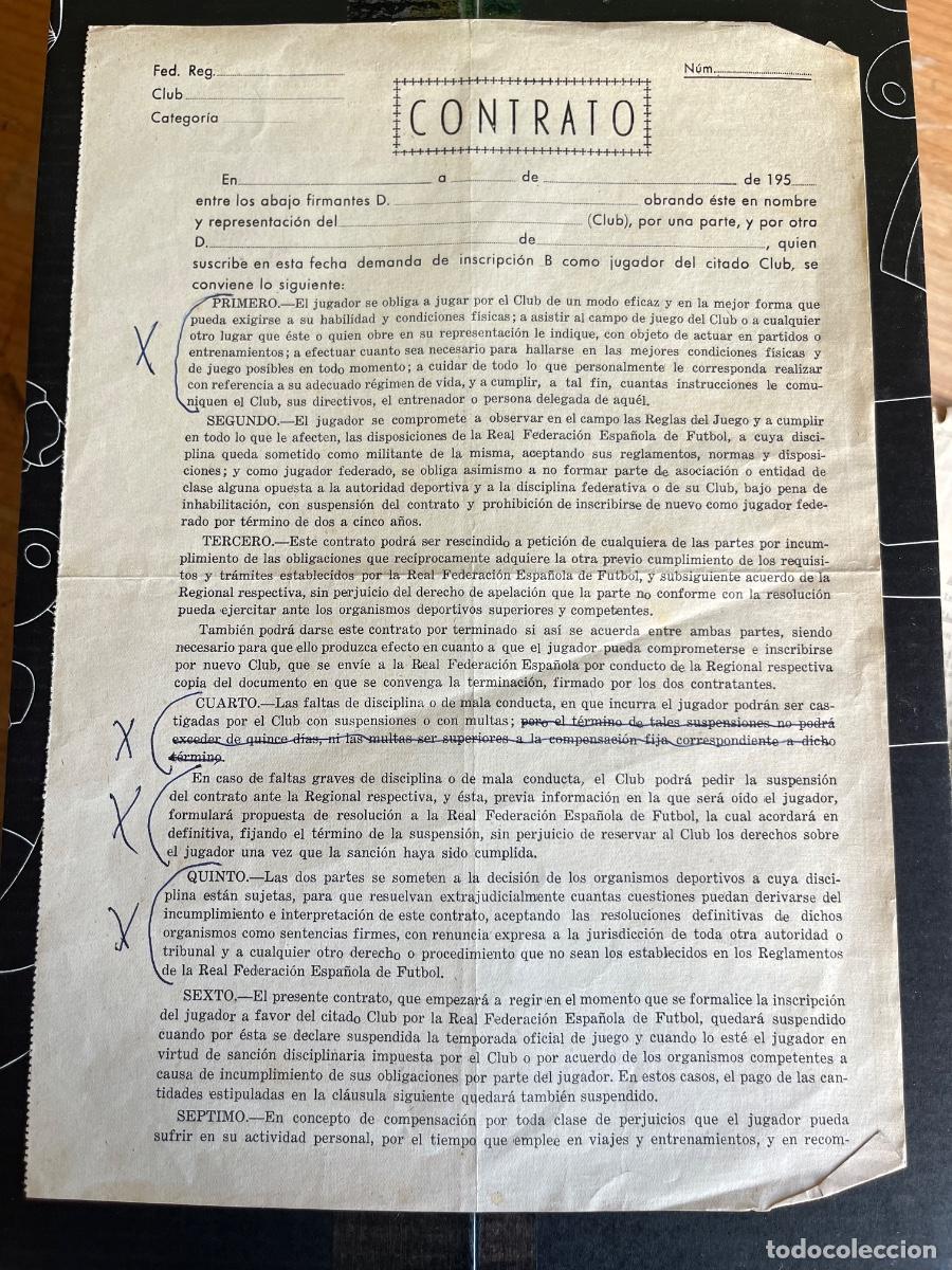 Coleccionismo deportivo: MODELO CONTRATOS JUGADOES DEL FUTBOL CLUB BARCELONA 1950&rsquo;S.